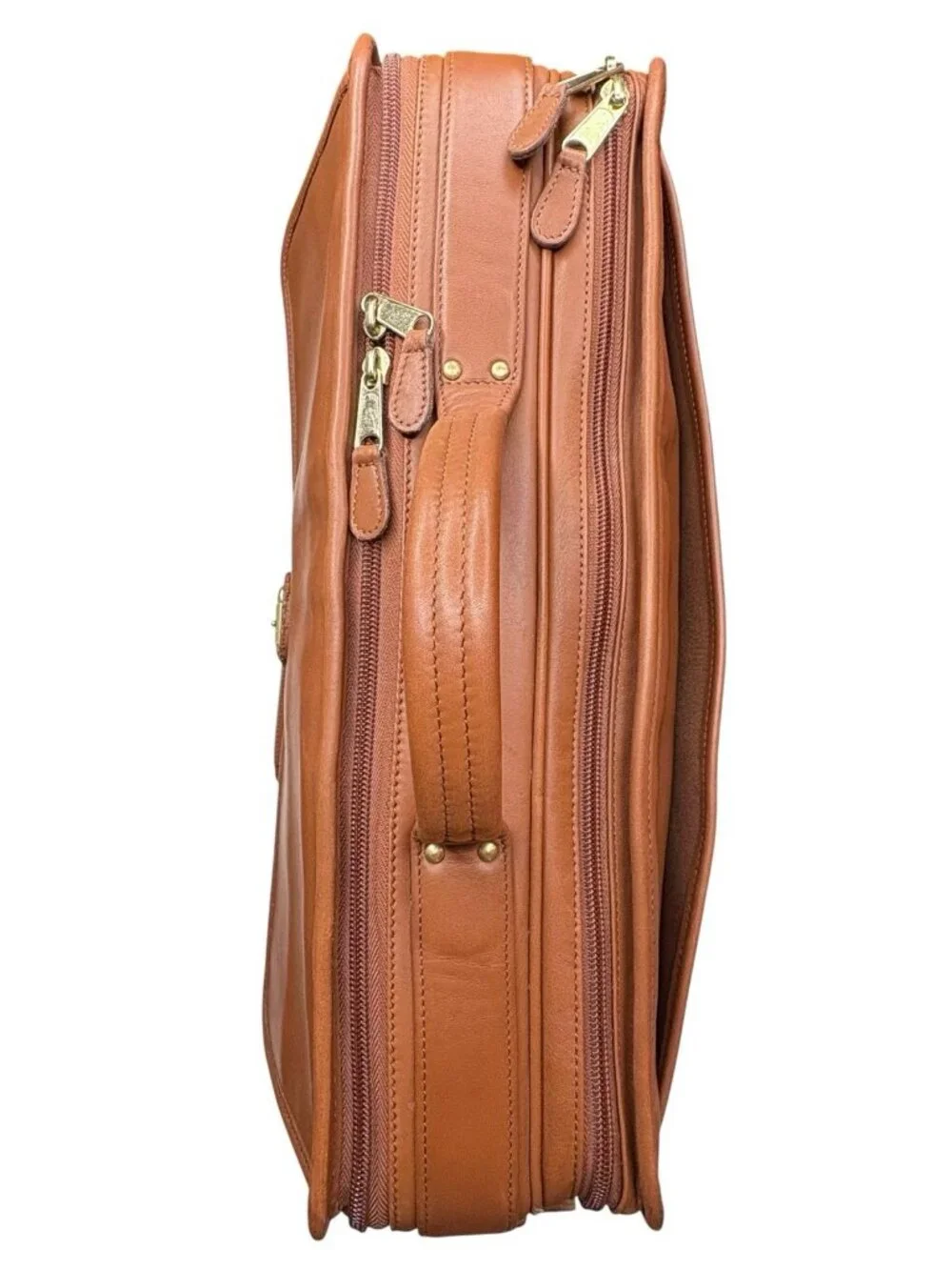 Coach Vintage 90s Double Zip Organizer Business Briefcase #675-0537 Leather Tan